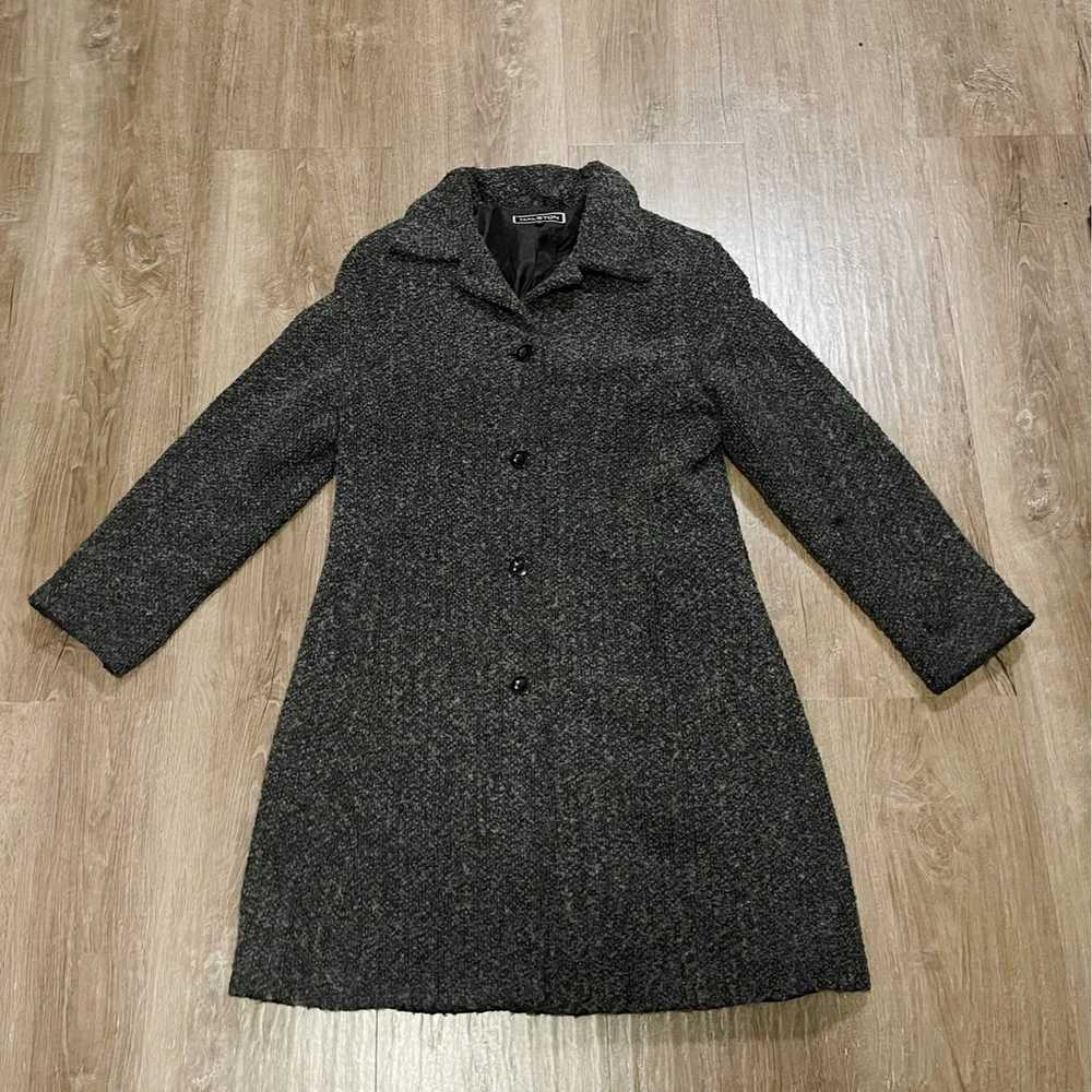 Halston wool coat charcoal gray plussize academia - image 1