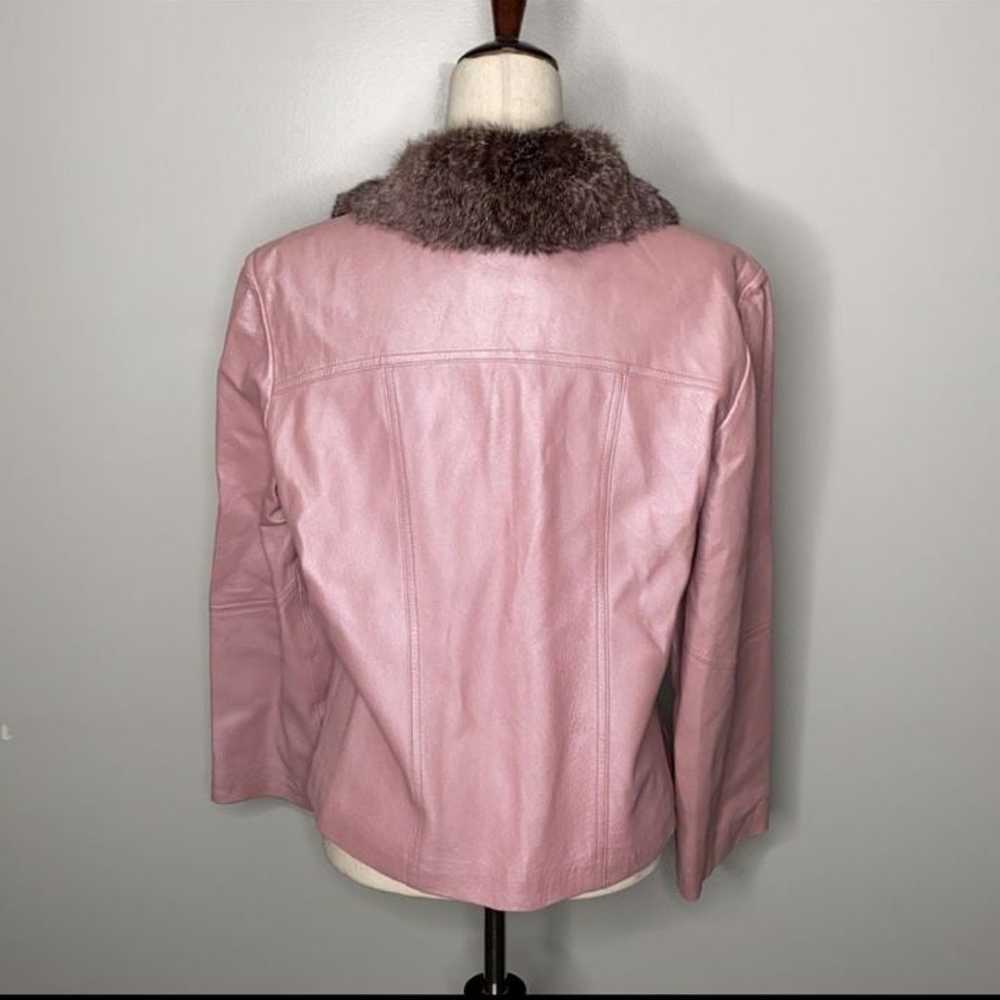 Wilson Leather Jacket pink rabbit fur Y2k mean gi… - image 3
