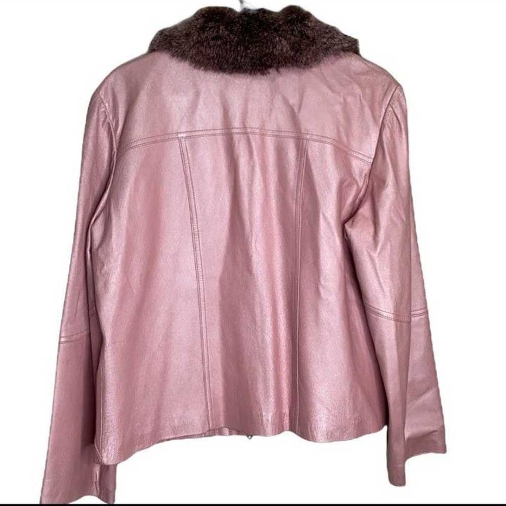 Wilson Leather Jacket pink rabbit fur Y2k mean gi… - image 5