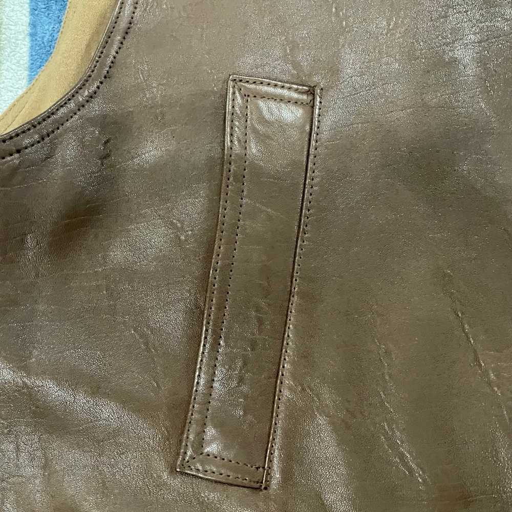 ORVIS Munitions Leather Vest Mens XL Brown Soft L… - image 11