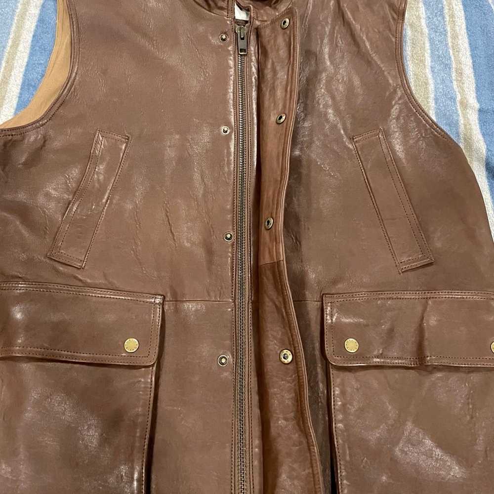 ORVIS Munitions Leather Vest Mens XL Brown Soft L… - image 12
