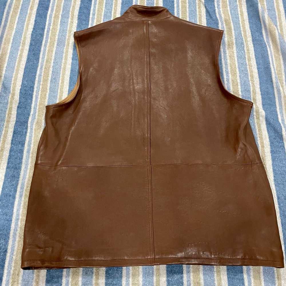 ORVIS Munitions Leather Vest Mens XL Brown Soft L… - image 2