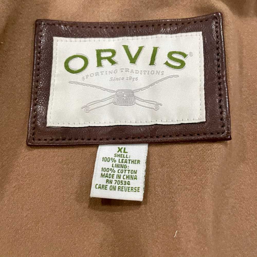 ORVIS Munitions Leather Vest Mens XL Brown Soft L… - image 3