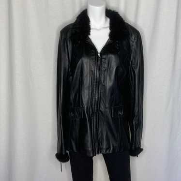 Via Spiga Black Fur and Leather Jacket Size X-Lar… - image 1
