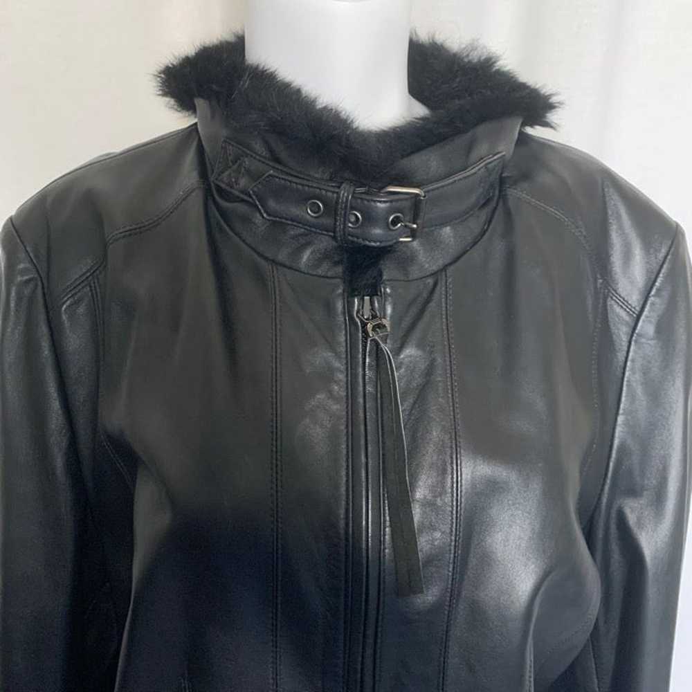 Via Spiga Black Fur and Leather Jacket Size X-Lar… - image 3