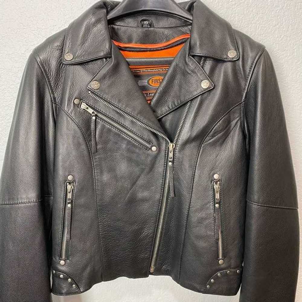 First Mfg. Co. Scarlett Star Motorcycle Leather J… - image 2