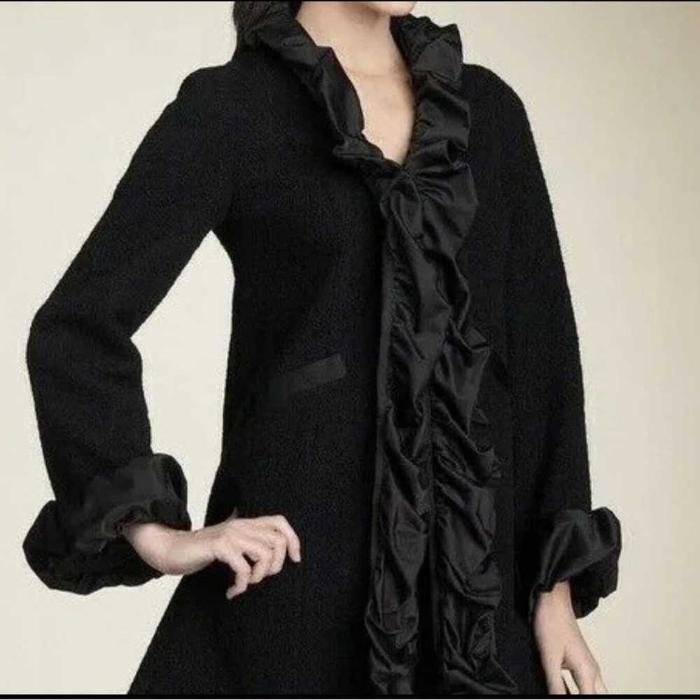 Nanette Lepore Womens Small Coat Wool Satin Black… - image 2