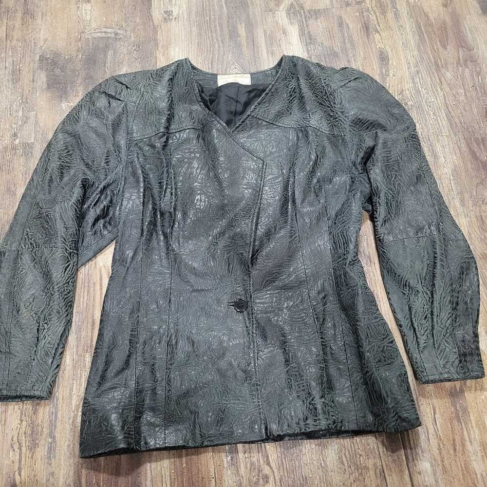 Giovinezza Moda Leather Blazer Jacket Shoulder Pa… - image 1