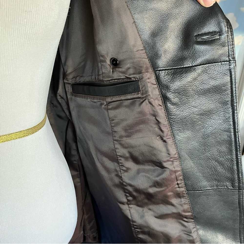 Sundance double breasted belted leather jacket Bl… - image 12