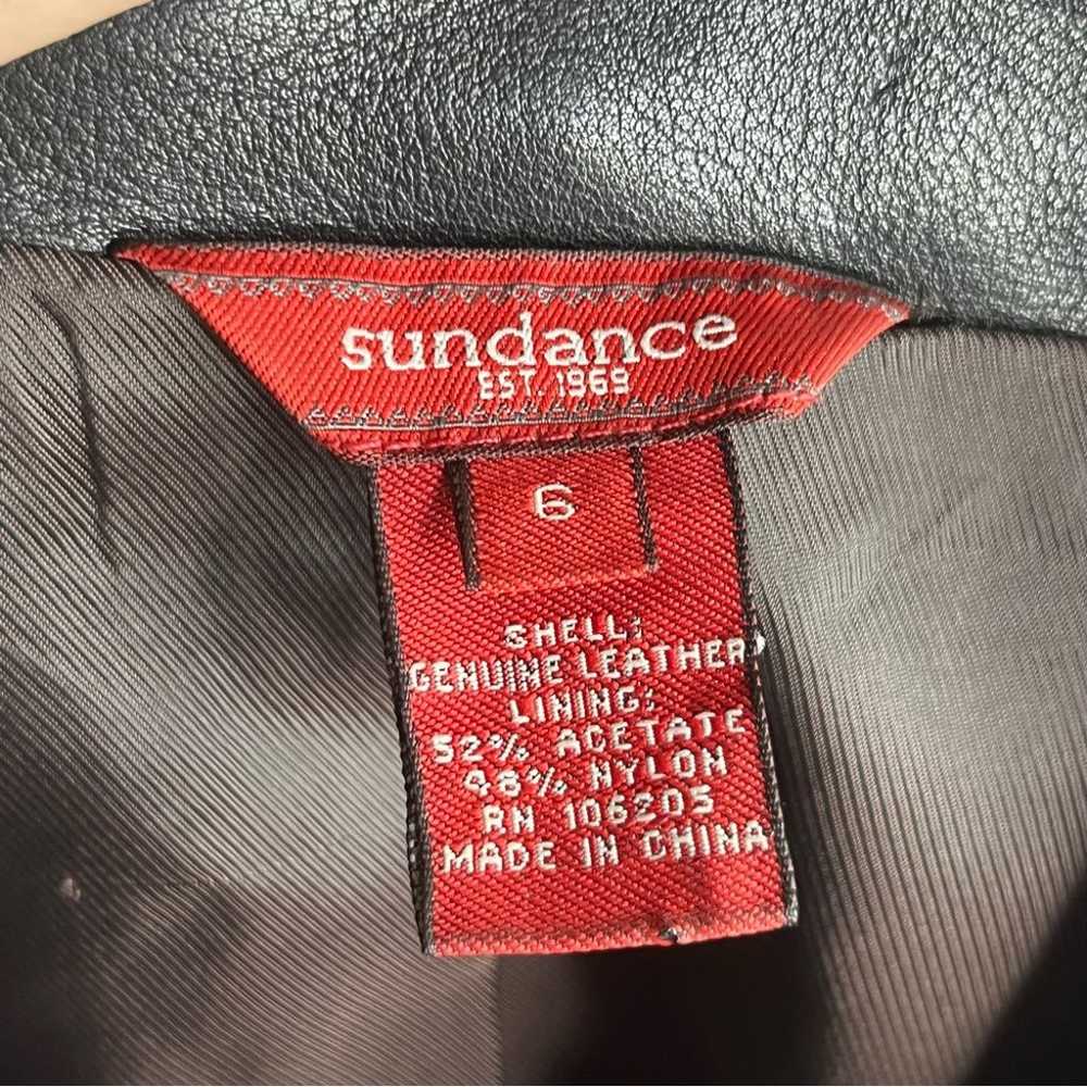 Sundance double breasted belted leather jacket Bl… - image 2