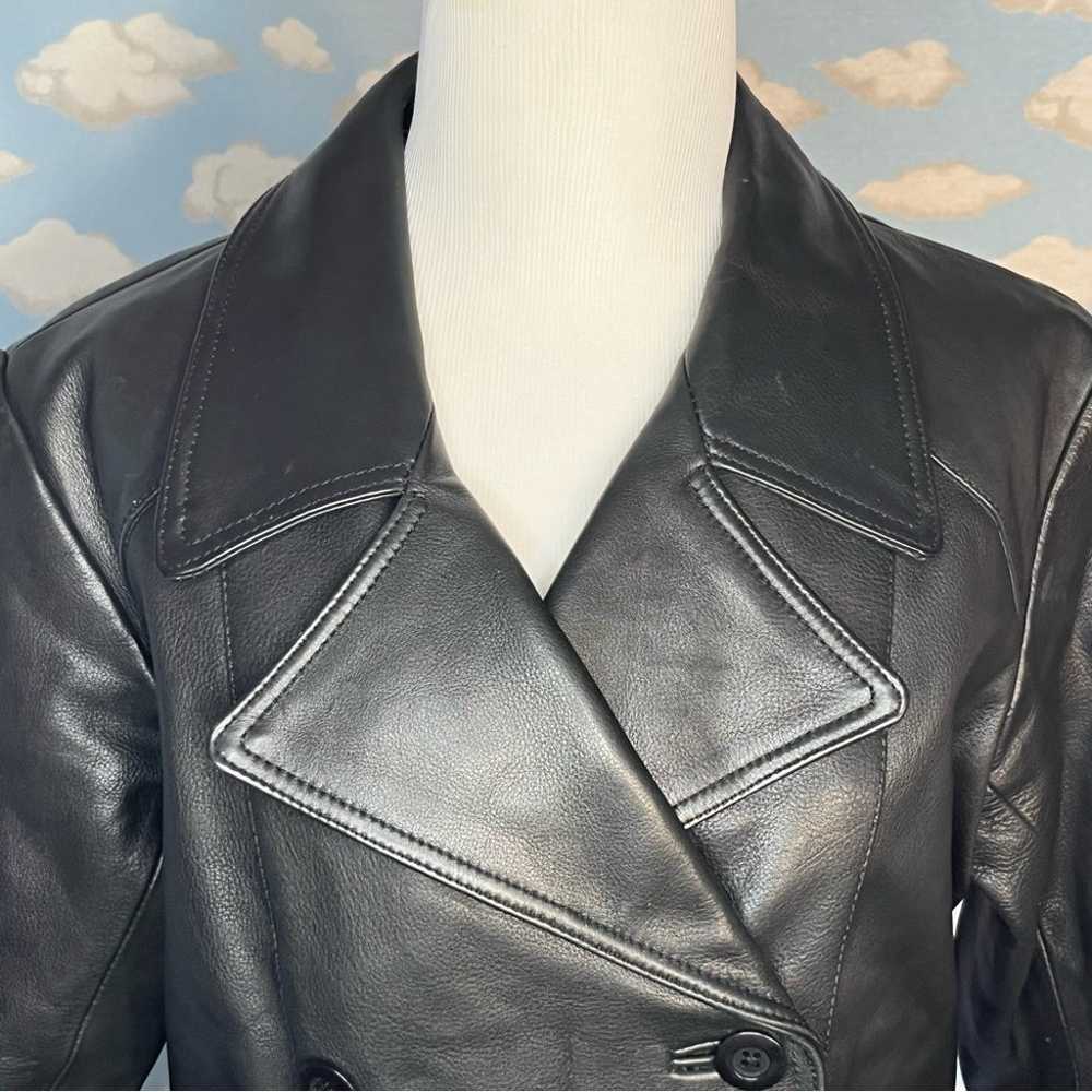 Sundance double breasted belted leather jacket Bl… - image 3