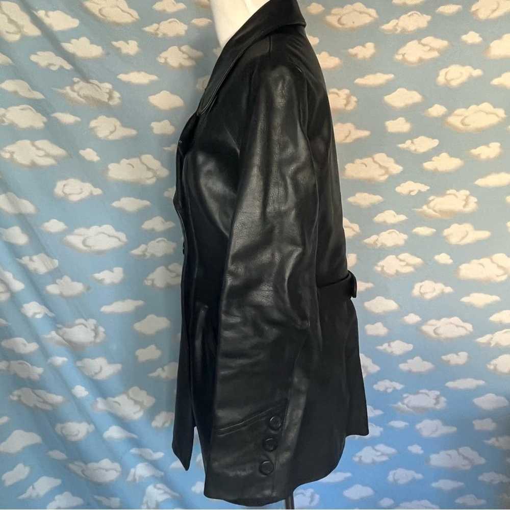Sundance double breasted belted leather jacket Bl… - image 6