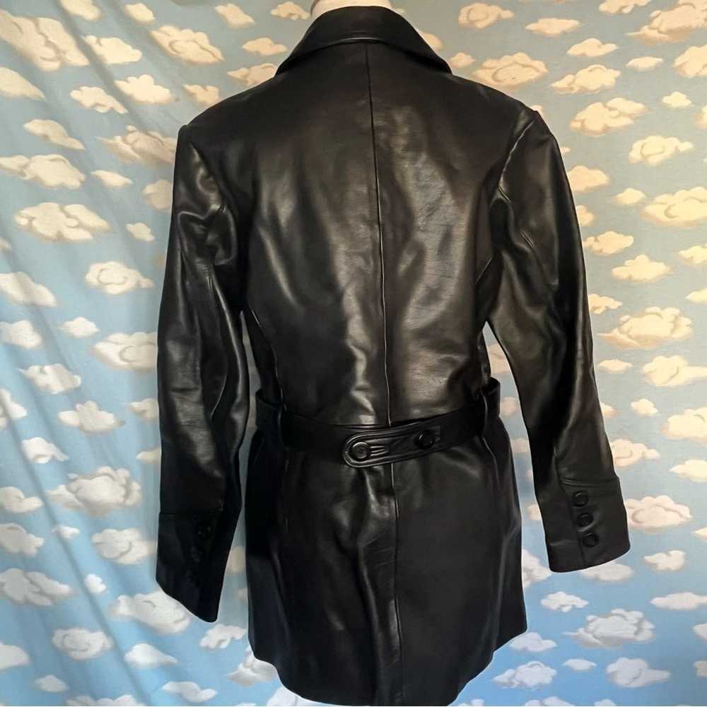 Sundance double breasted belted leather jacket Bl… - image 8