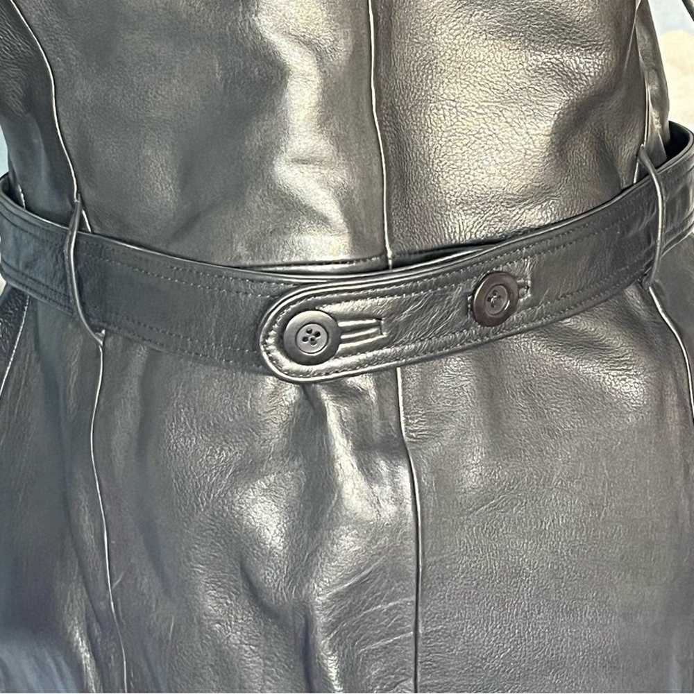 Sundance double breasted belted leather jacket Bl… - image 9