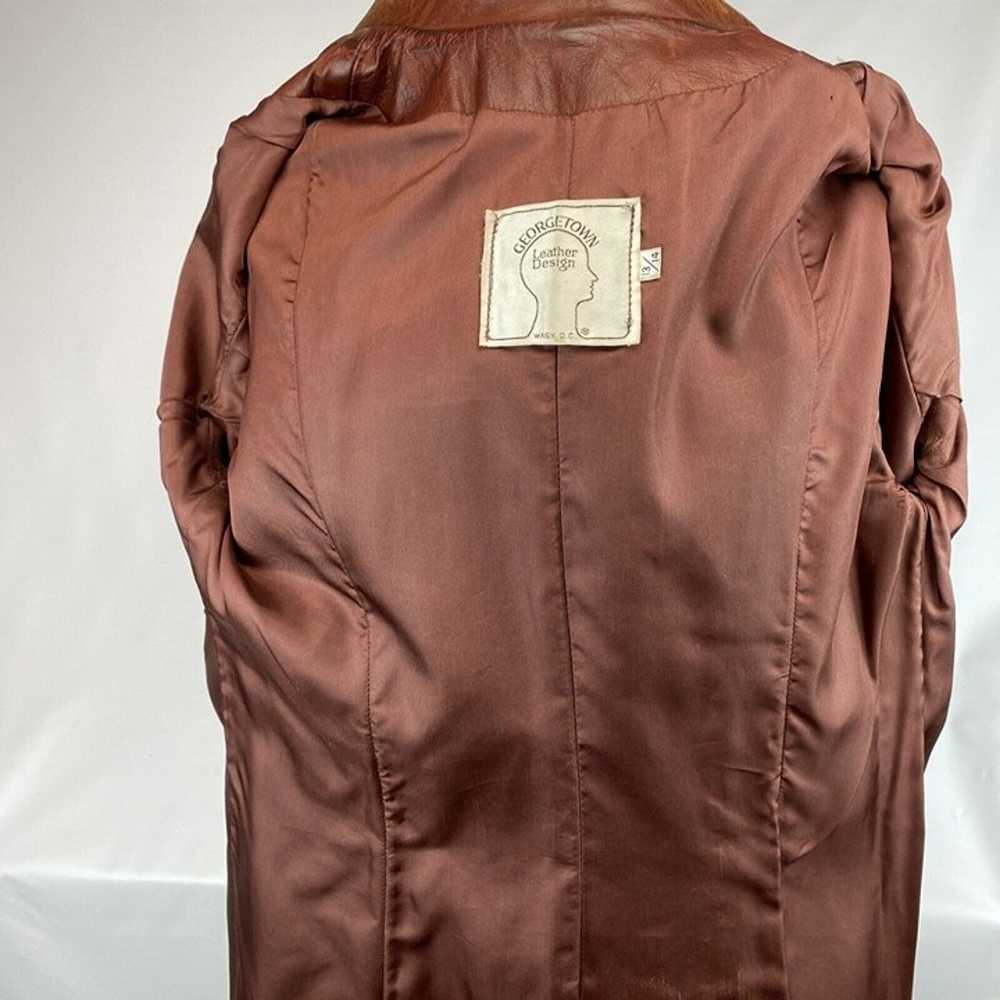 Vtg Georgetown Leather Womens S/M Brown Trench Co… - image 10