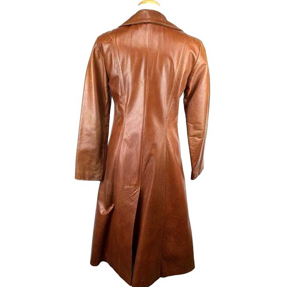 Vtg Georgetown Leather Womens S/M Brown Trench Co… - image 5