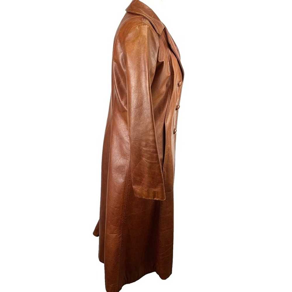 Vtg Georgetown Leather Womens S/M Brown Trench Co… - image 7