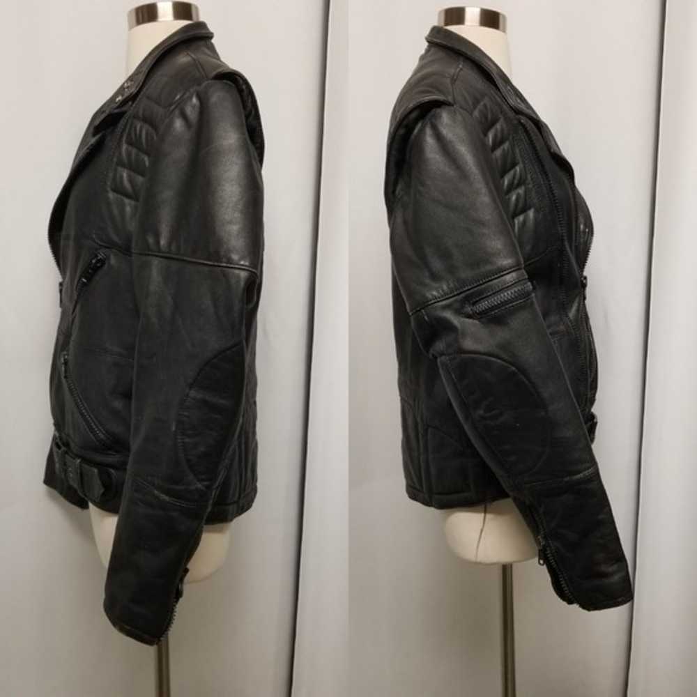 Vintage 90s y2k Punk Goth Black Leather Armored B… - image 4