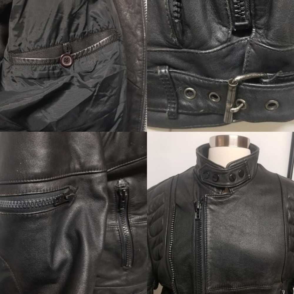 Vintage 90s y2k Punk Goth Black Leather Armored B… - image 8