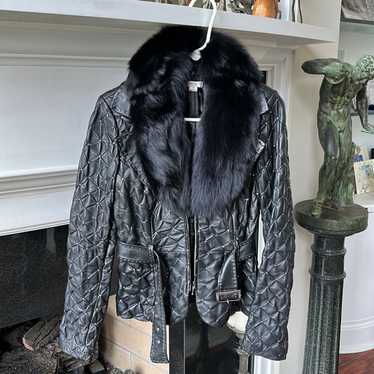 Real Fox Fur and Leather Cache Jacket