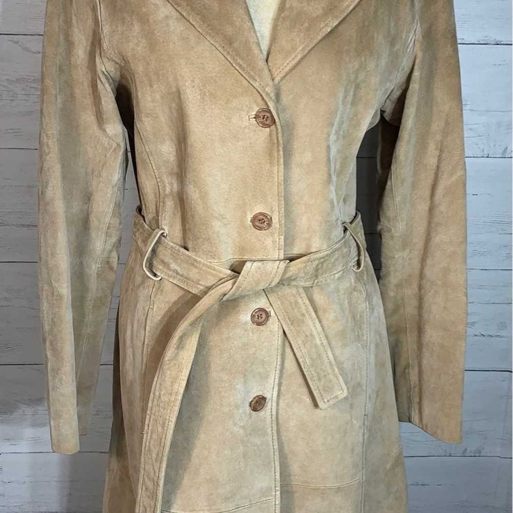 Bagatelle belted wrap coat luxurious suede leathe… - image 1