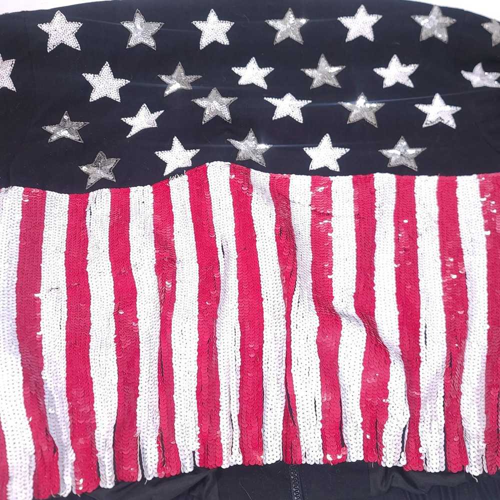 AMERICAN FLAG STARS SEQUIN VINTAGE BLACK JACKET M… - image 6