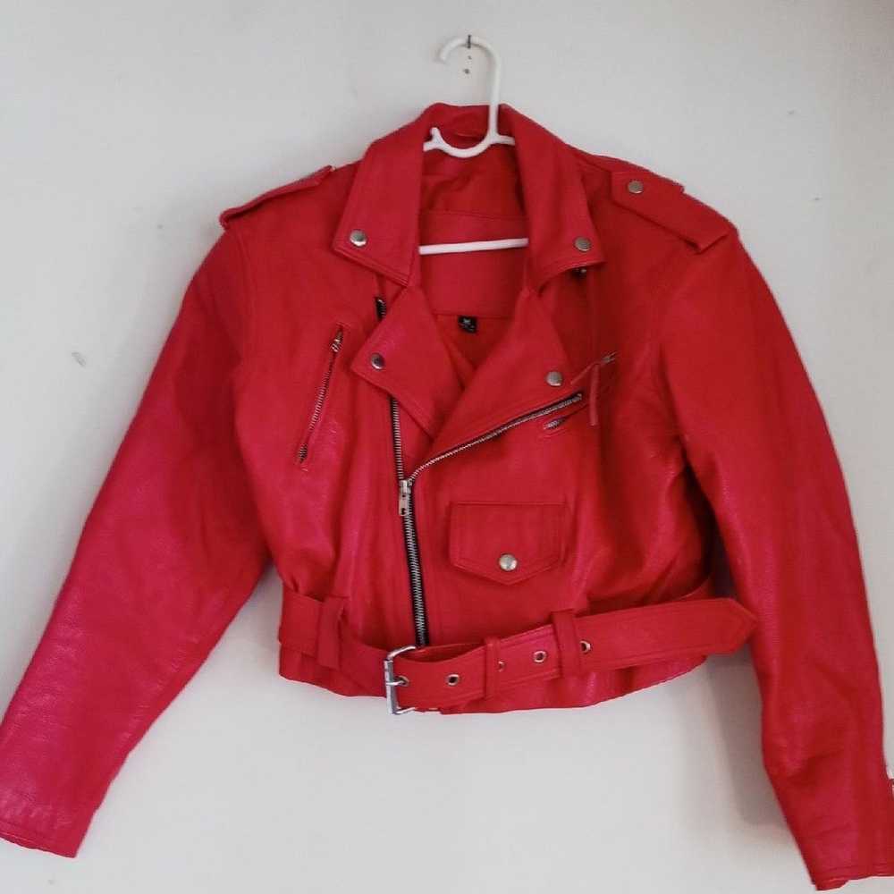 Rare FIRST Motorcycle Leather Jacket Red - image 2