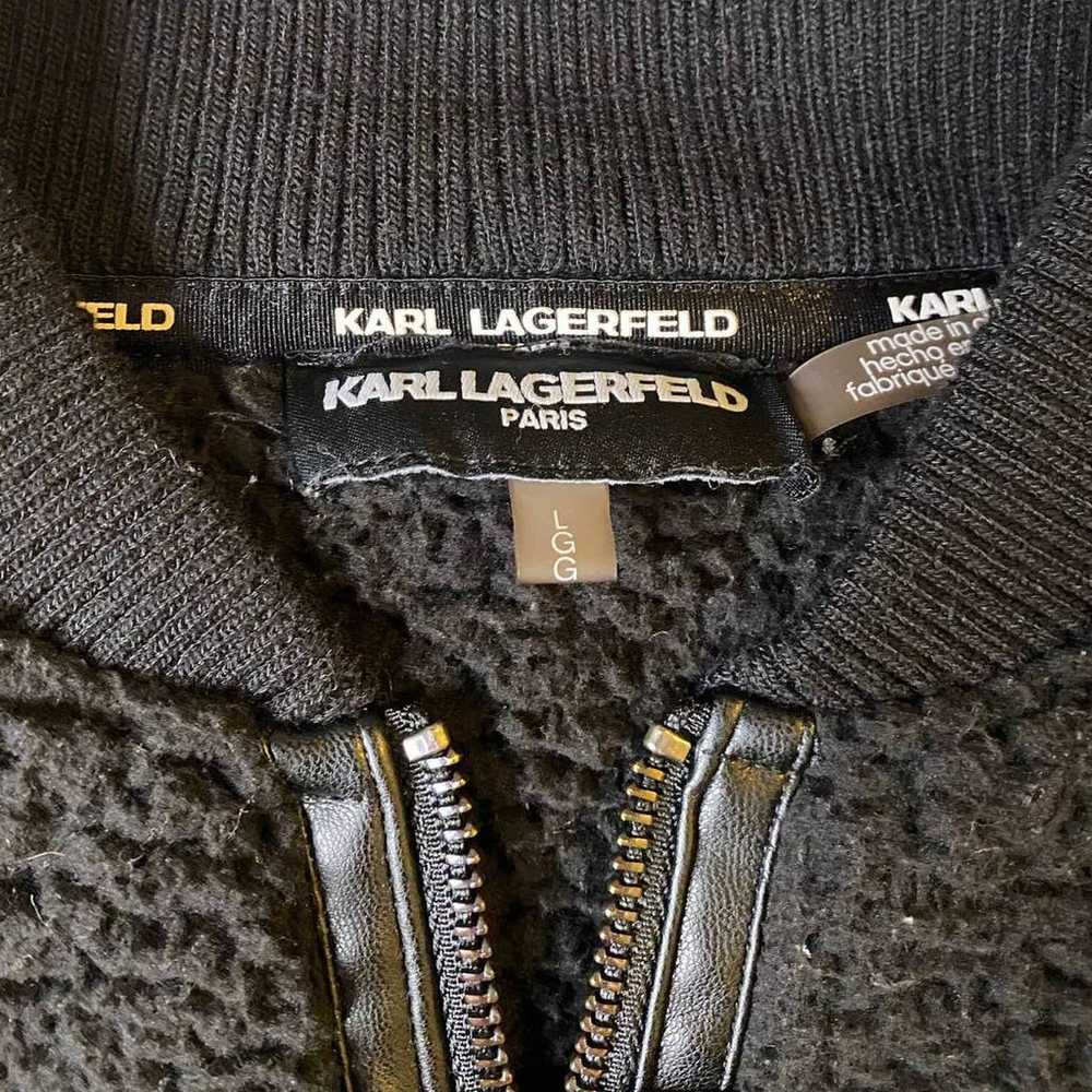 Karl Lagerfeld Sherpa Bomber Jacket Size Large - image 3