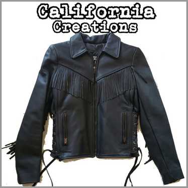 California Creations Black Leather Jacket Fringe