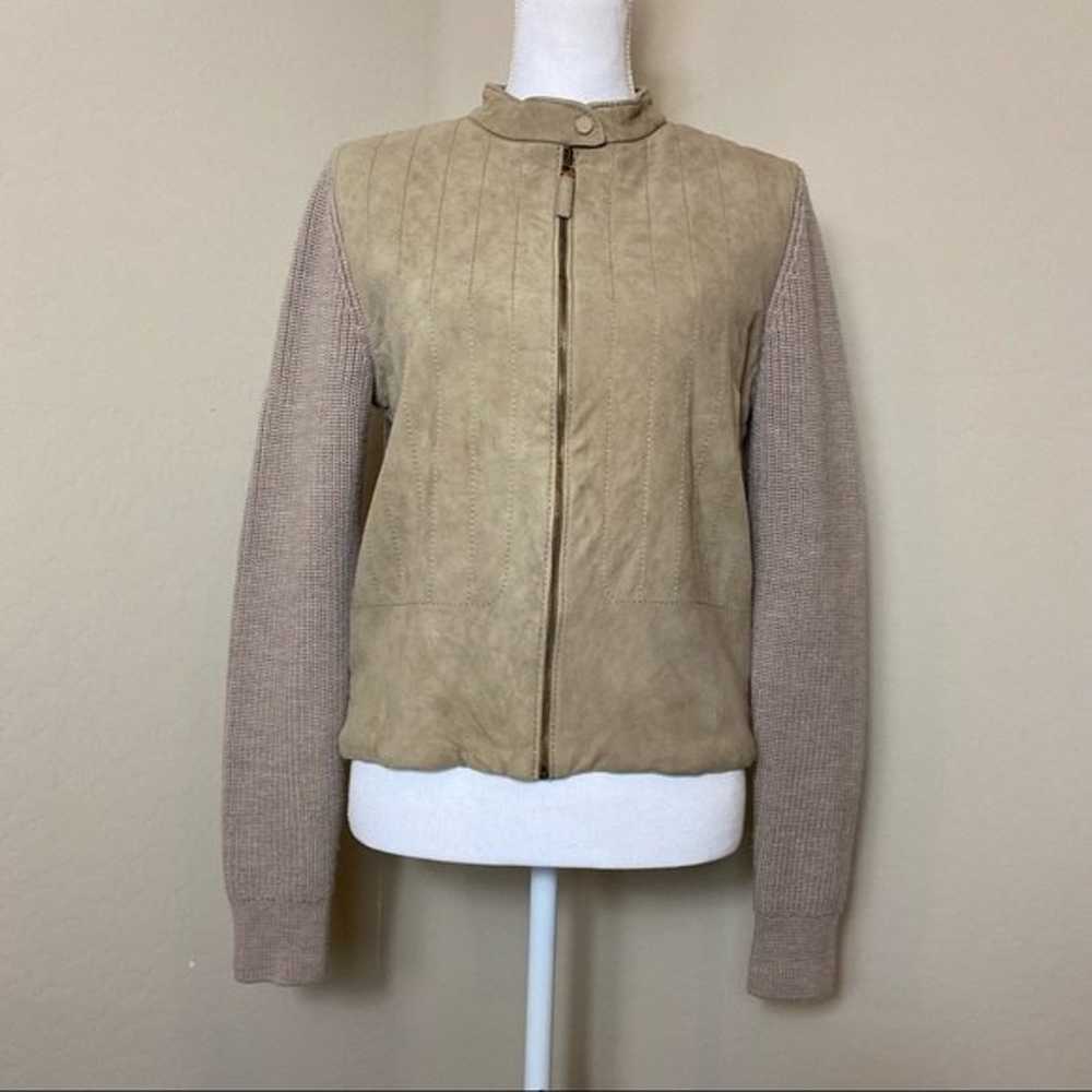 Tory Burch Tan Leather Jacket Size Large - image 2