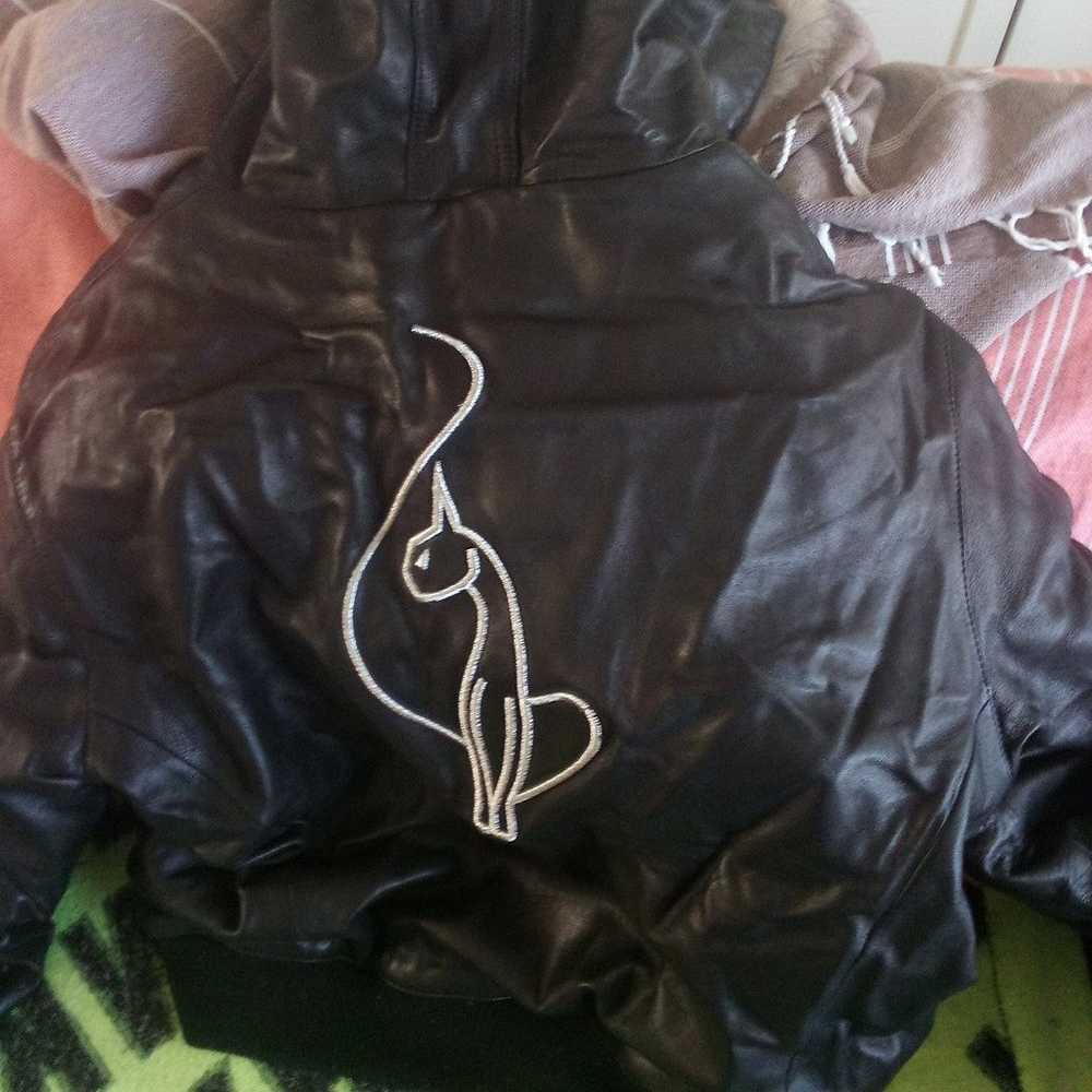 Vintage Baby Phat Y2K leather bomber fur hood XL - image 2