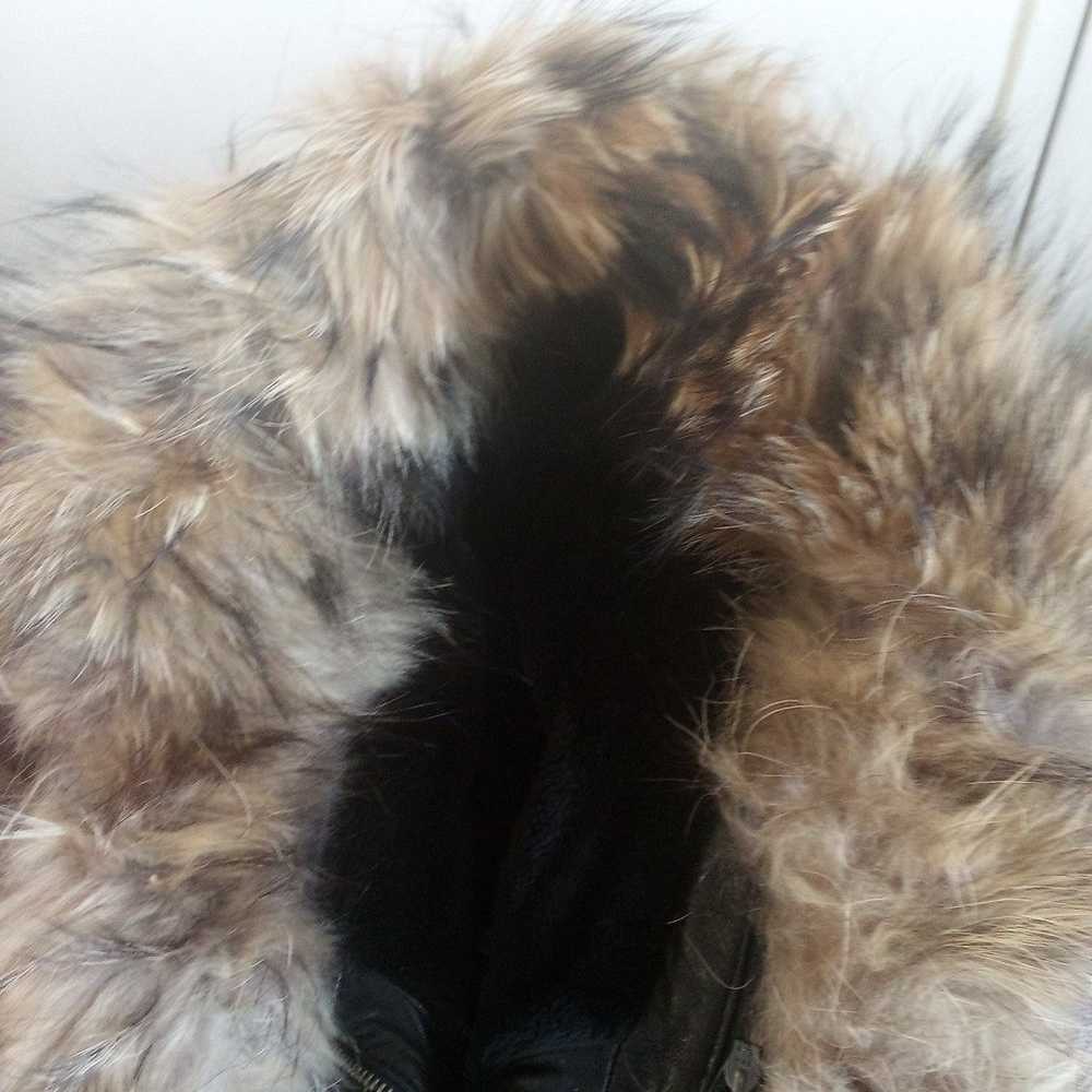 Vintage Baby Phat Y2K leather bomber fur hood XL - image 4