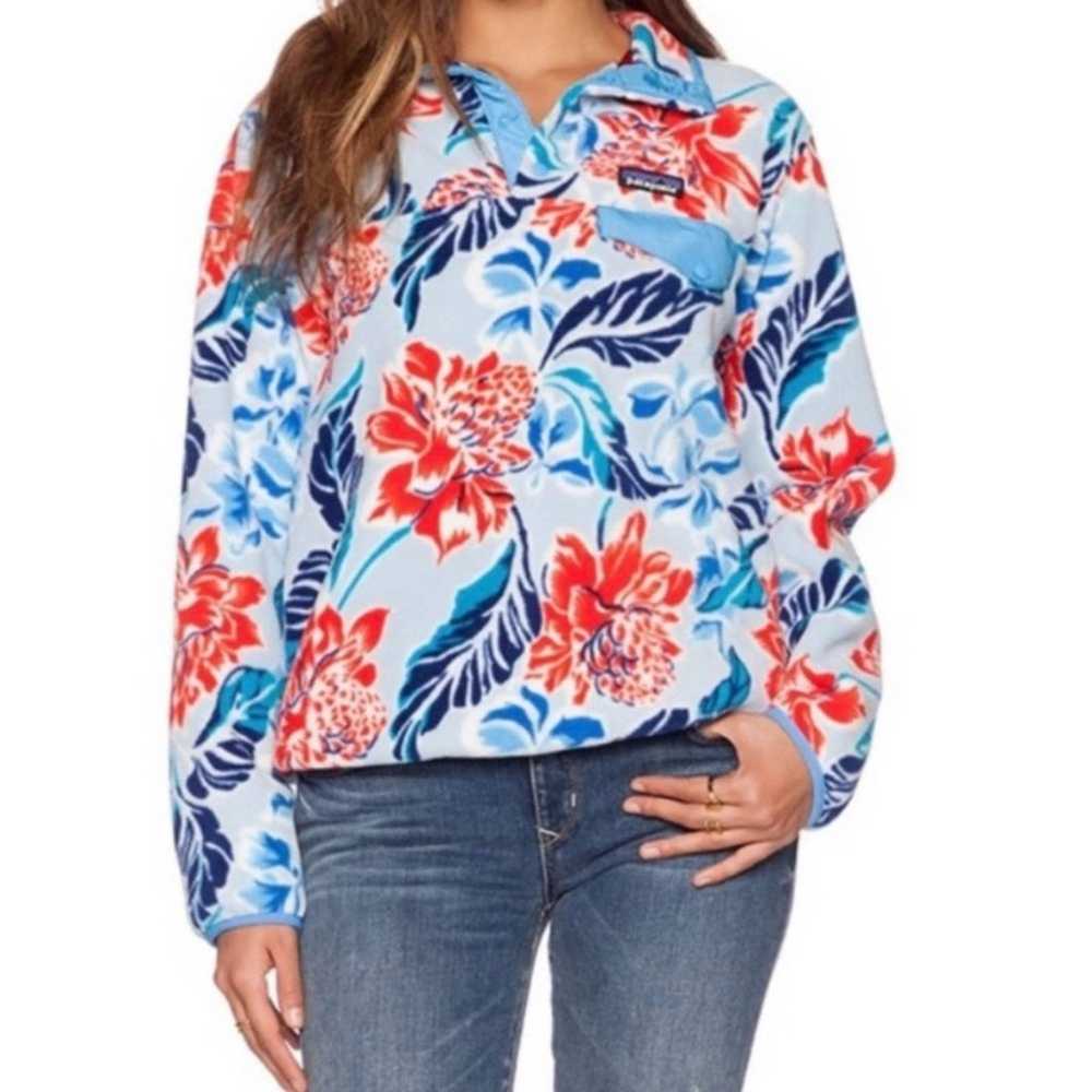 Patagonia Synchilla Snap-T Floral Print Fleece Pu… - image 1