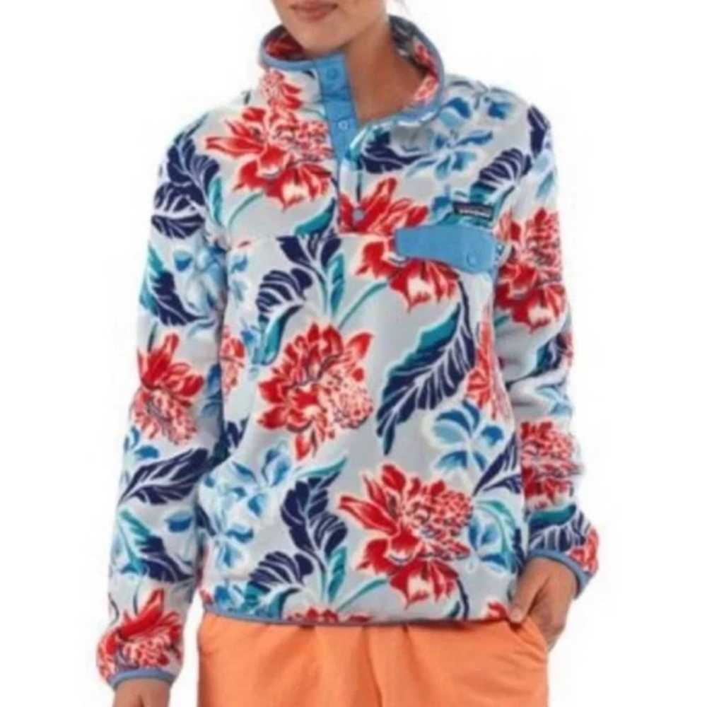 Patagonia Synchilla Snap-T Floral Print Fleece Pu… - image 2