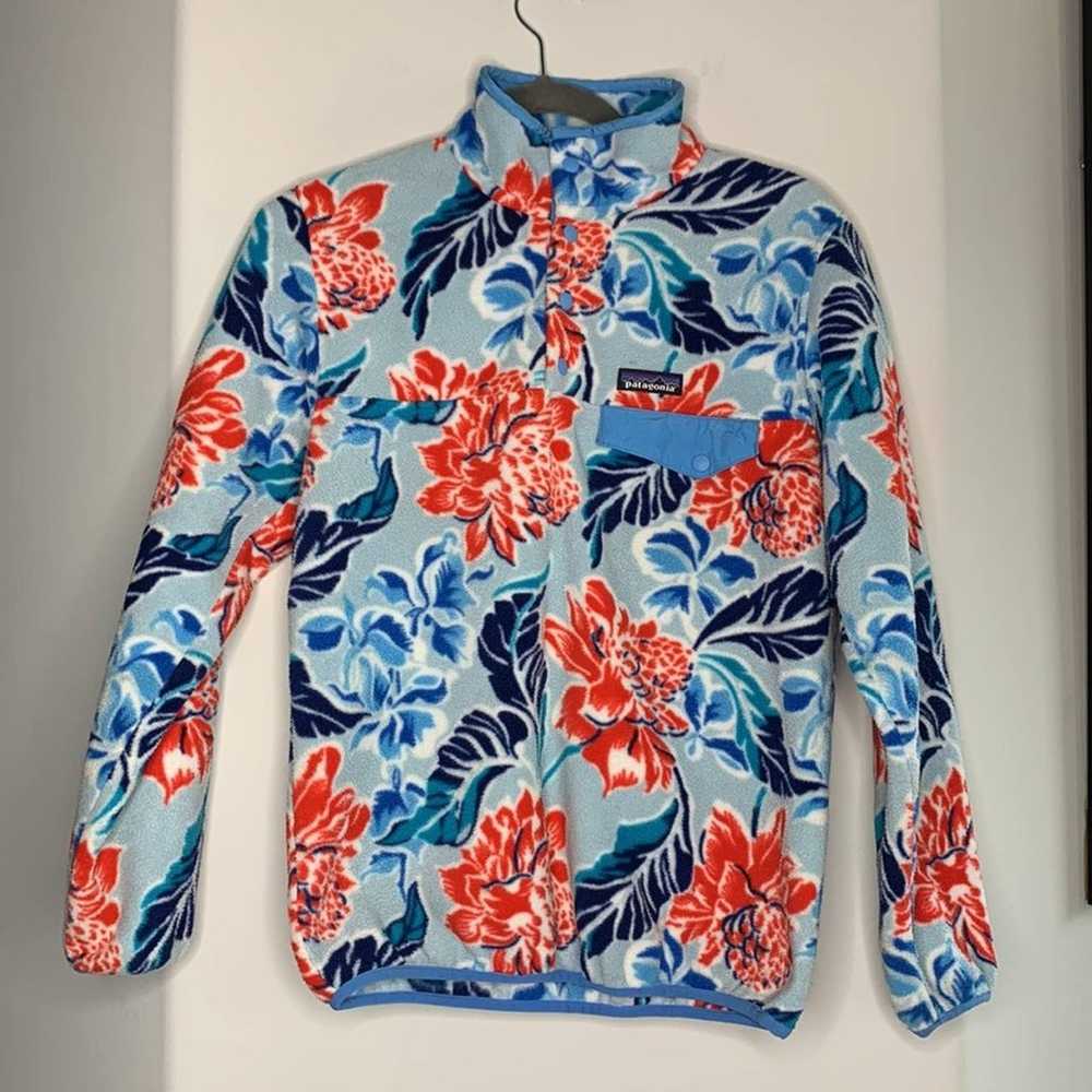 Patagonia Synchilla Snap-T Floral Print Fleece Pu… - image 4