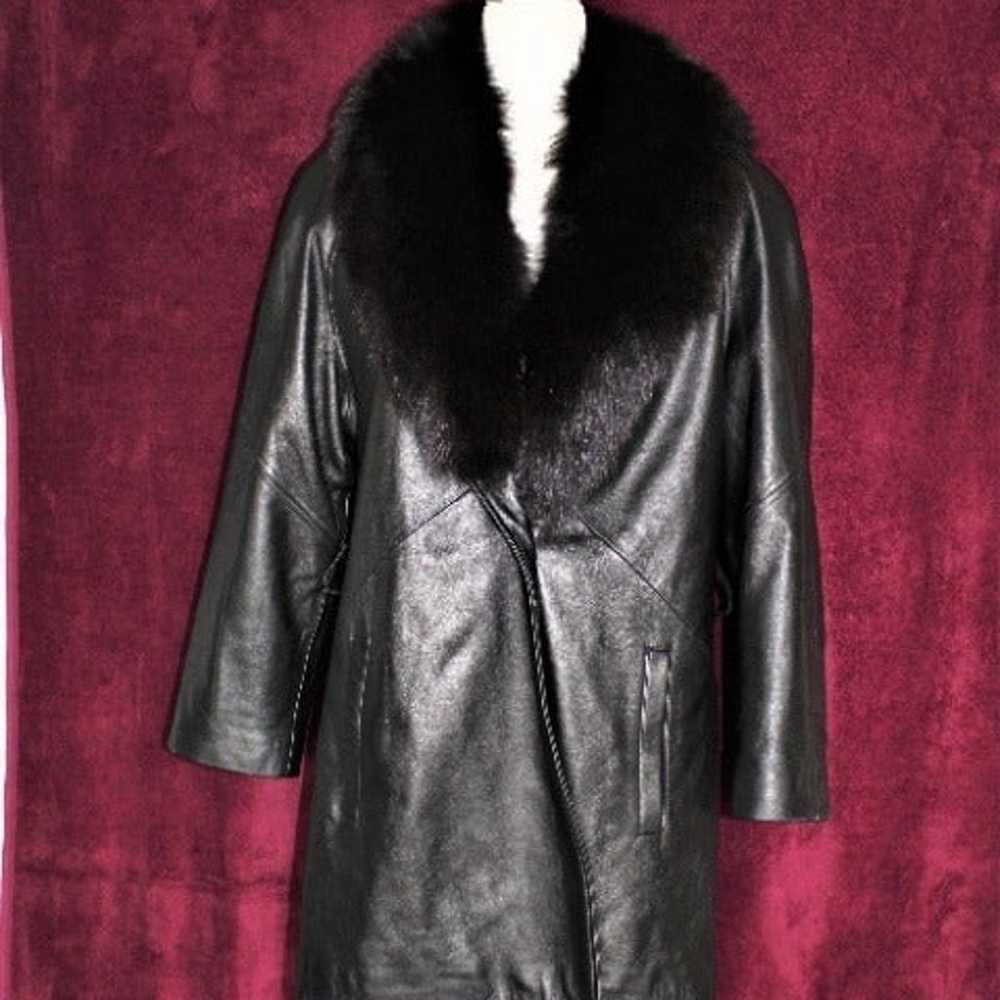 #185 Leather/fox fur coat - image 1