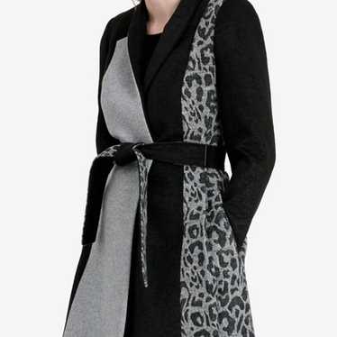 Calvin Klein $400 Mixed Media Wrap Wool Coat - image 1
