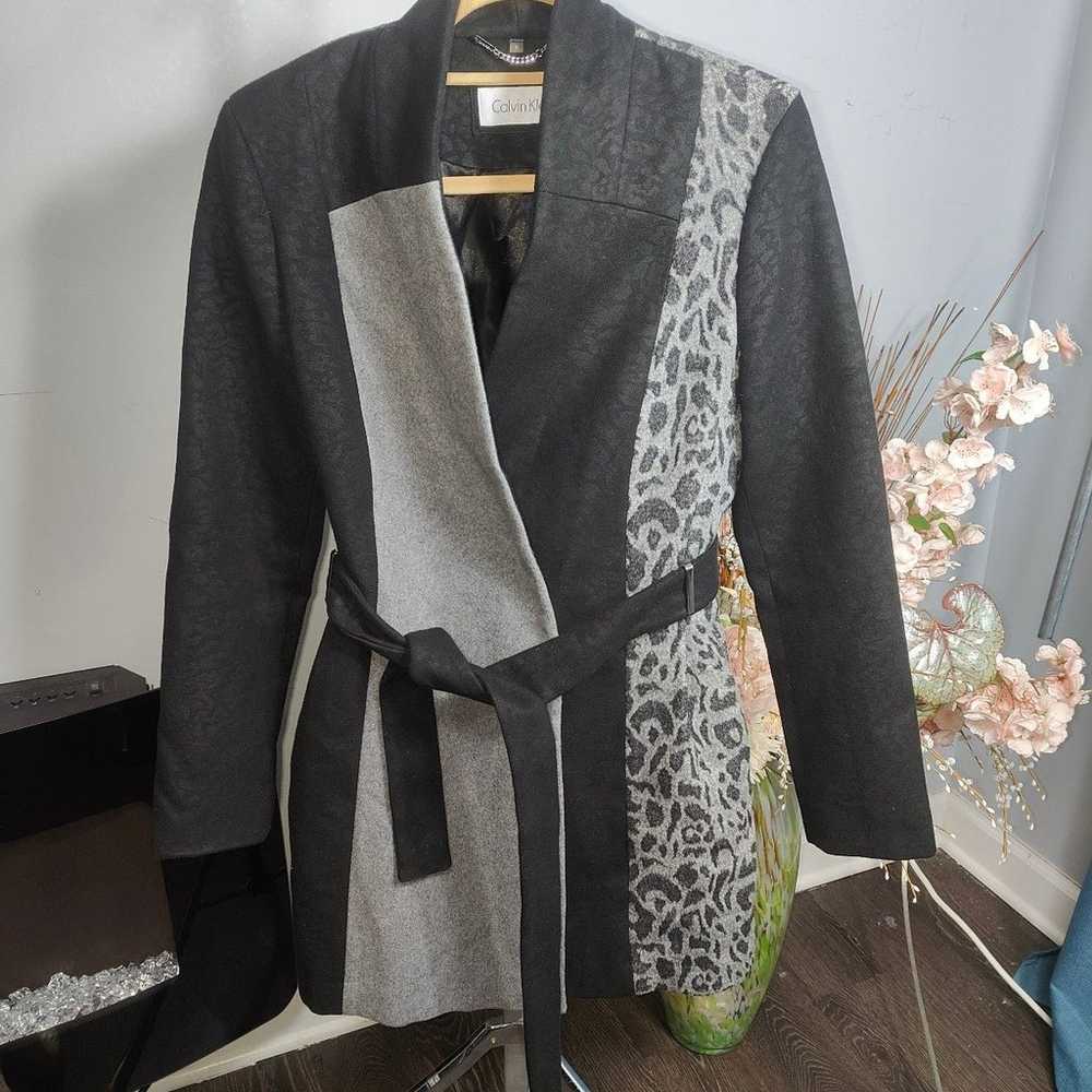 Calvin Klein $400 Mixed Media Wrap Wool Coat - image 2