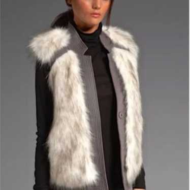 Rebecca Talylor Fab faux- fur vest ivory gray vest - image 1