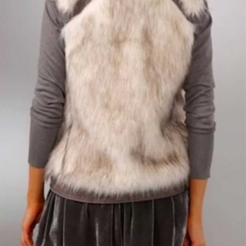 Rebecca Talylor Fab faux- fur vest ivory gray vest - image 2