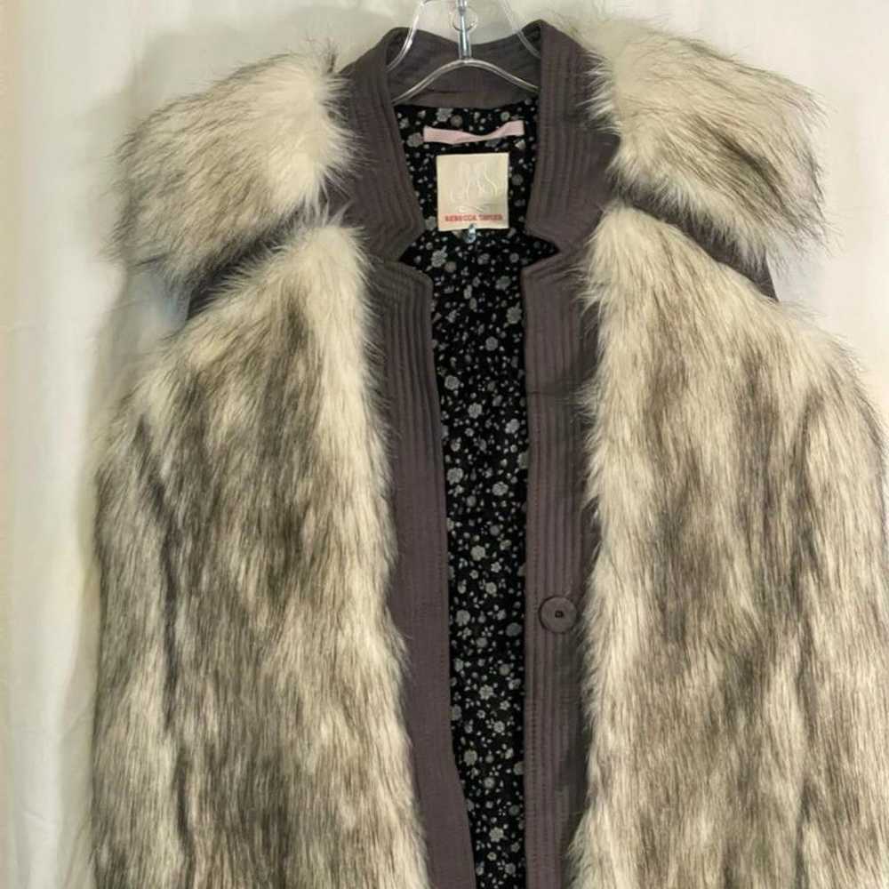 Rebecca Talylor Fab faux- fur vest ivory gray vest - image 3