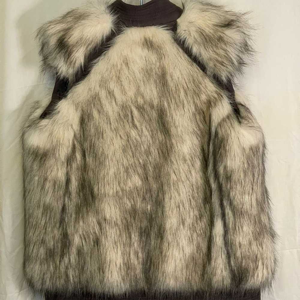 Rebecca Talylor Fab faux- fur vest ivory gray vest - image 5