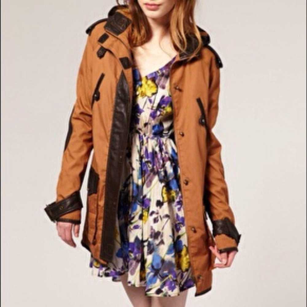 ASOS Leather Trim Parka Hoodie Jacket - image 4