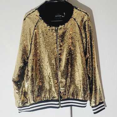 Dolce Cabo Black & Gold Sequins Jacket Size M - image 1