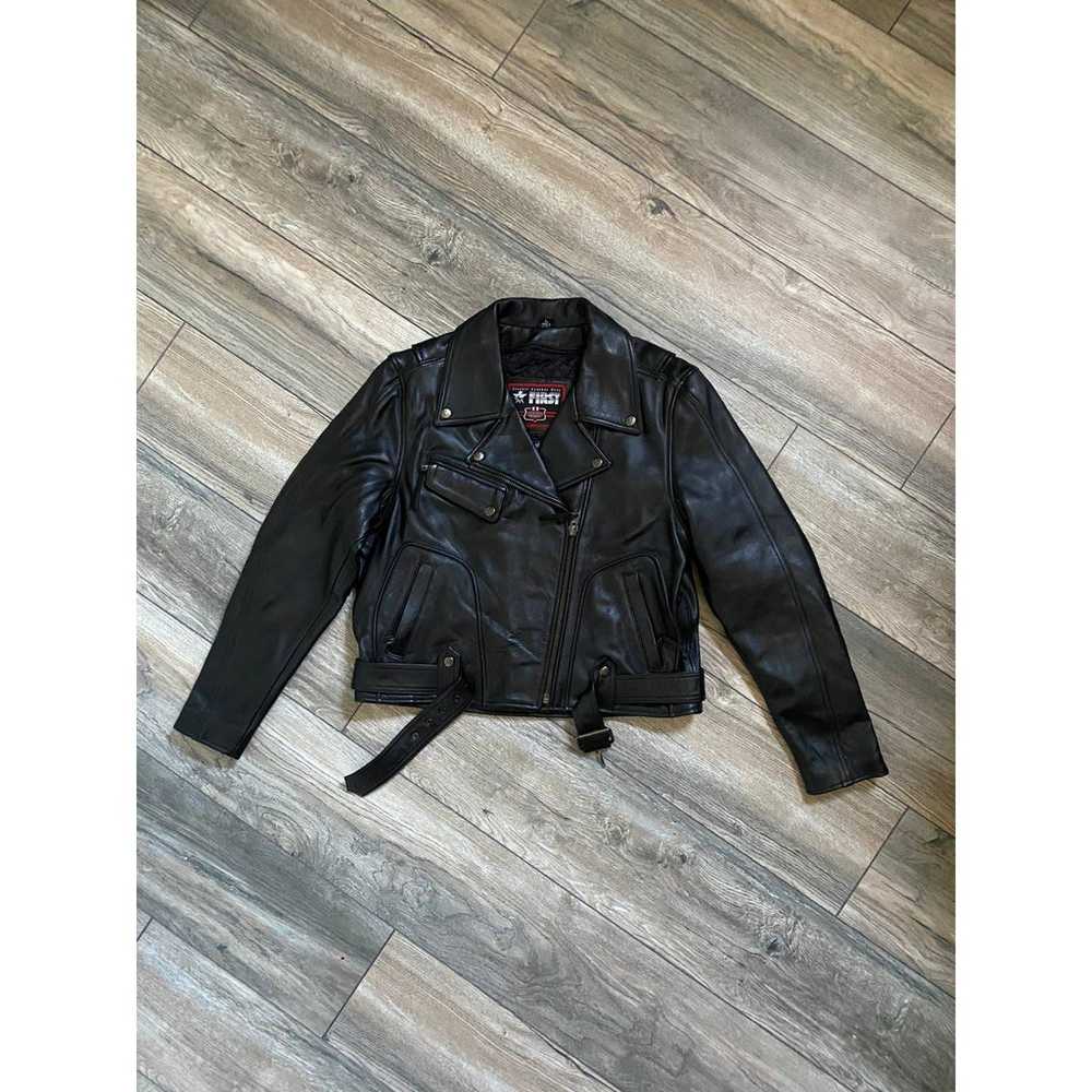 VTG First  Leather Moto Jacket Sz L - image 1