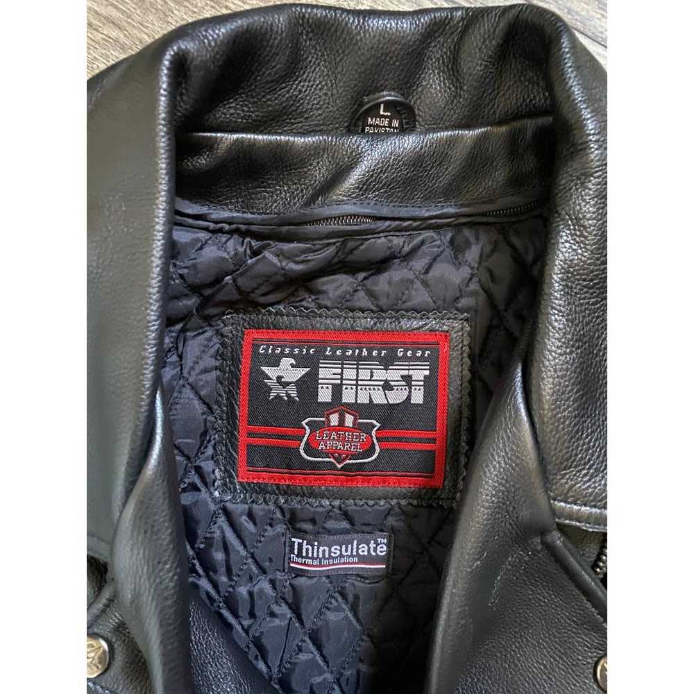 VTG First  Leather Moto Jacket Sz L - image 2