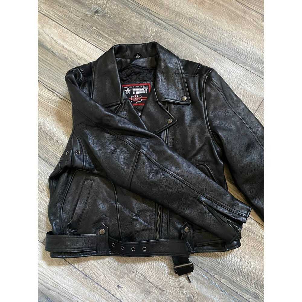 VTG First  Leather Moto Jacket Sz L - image 3
