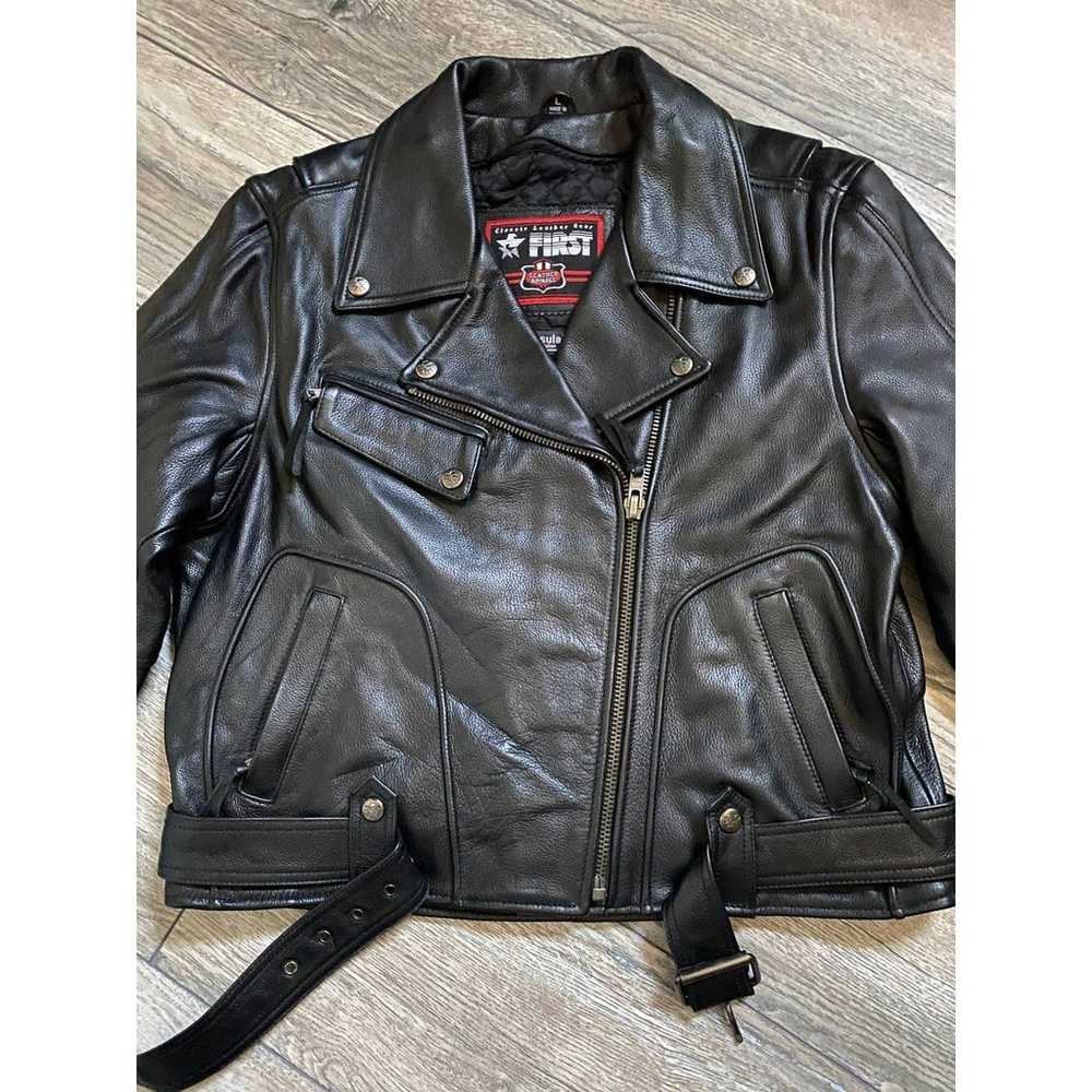 VTG First  Leather Moto Jacket Sz L - image 4