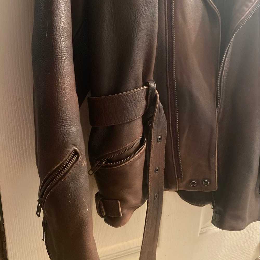Leather Motorcycle Brown Jacket - image 10