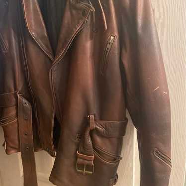 Leather Motorcycle Brown Jacket - image 1